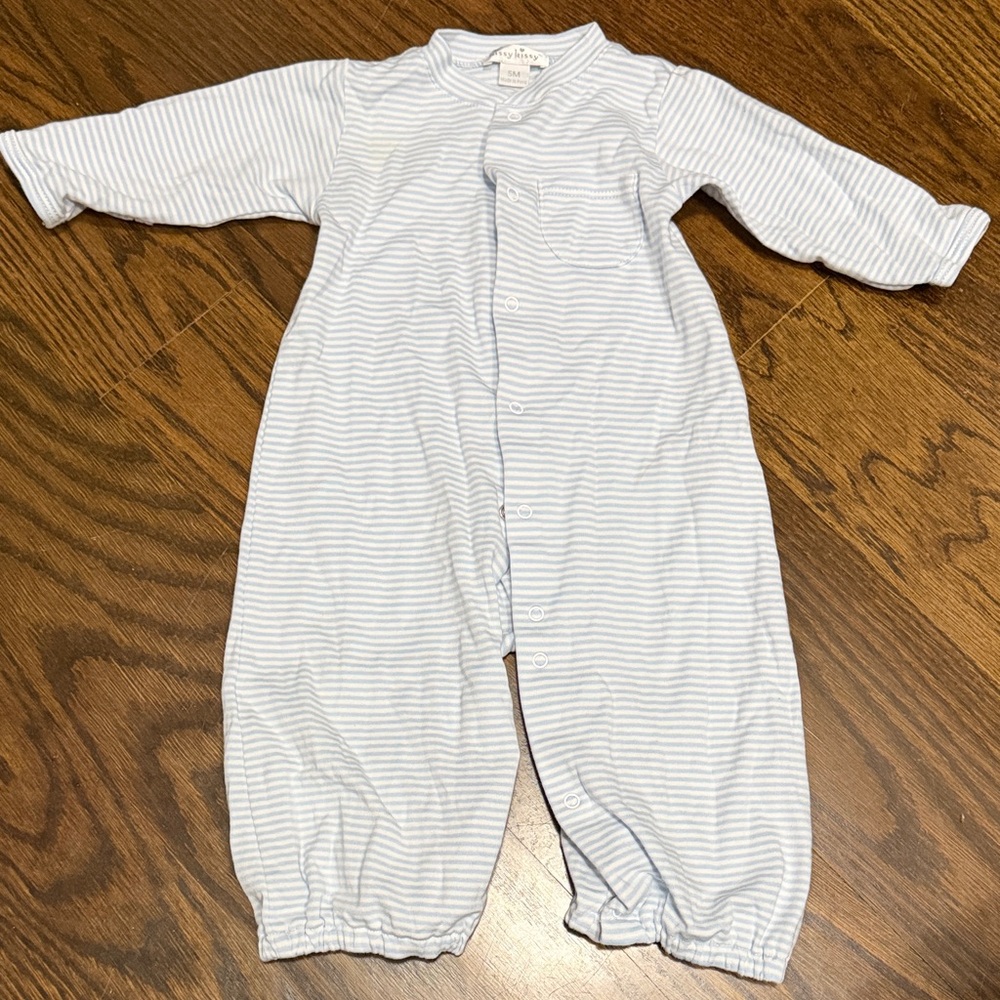 Kissy Kissy Light Blue and White Striped Convertible Baby Outfit